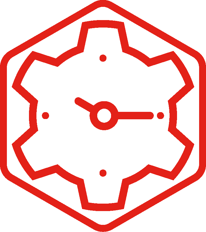 Gear clock red icon
