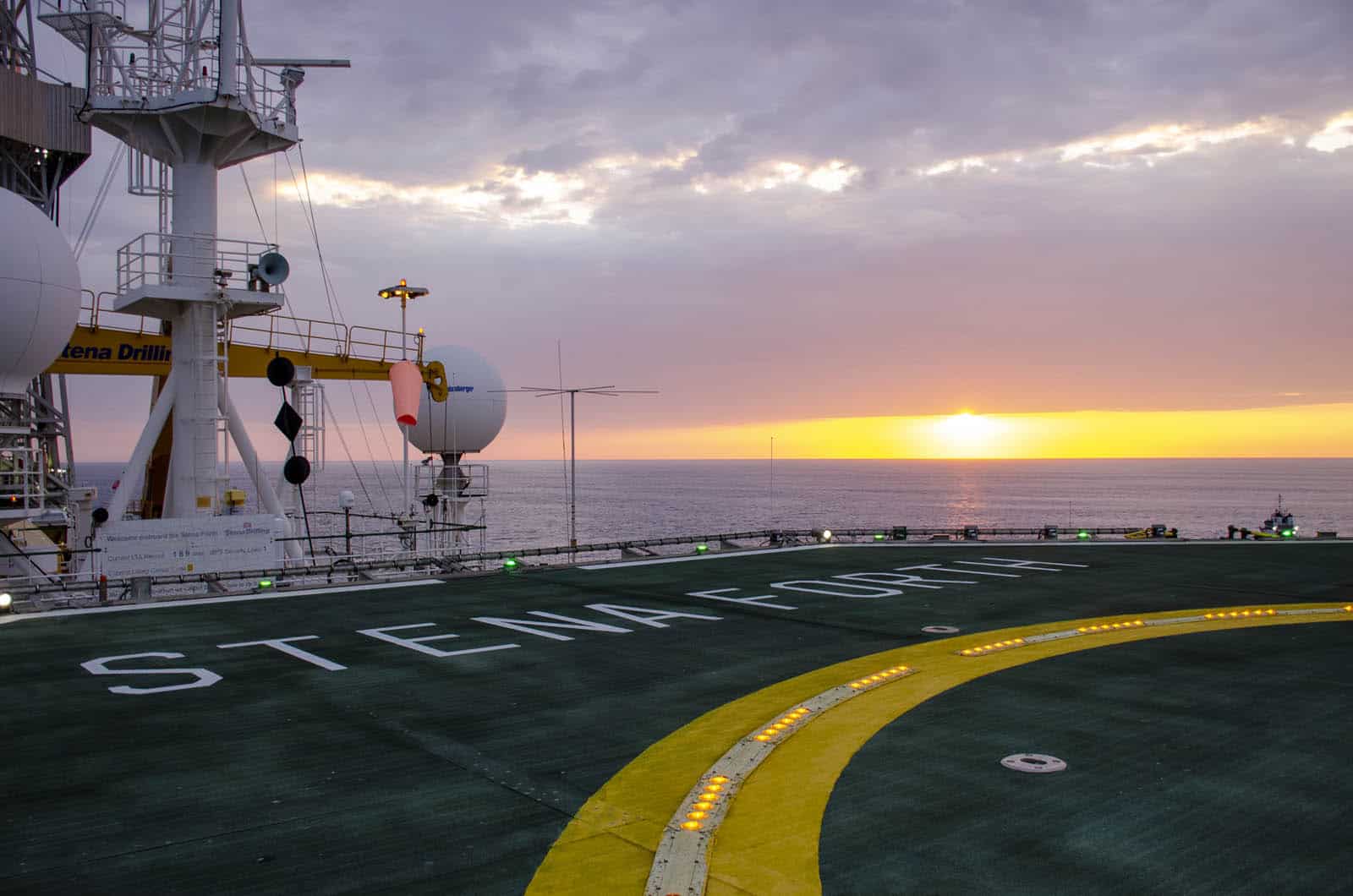 Helipad view and sunset at the distance