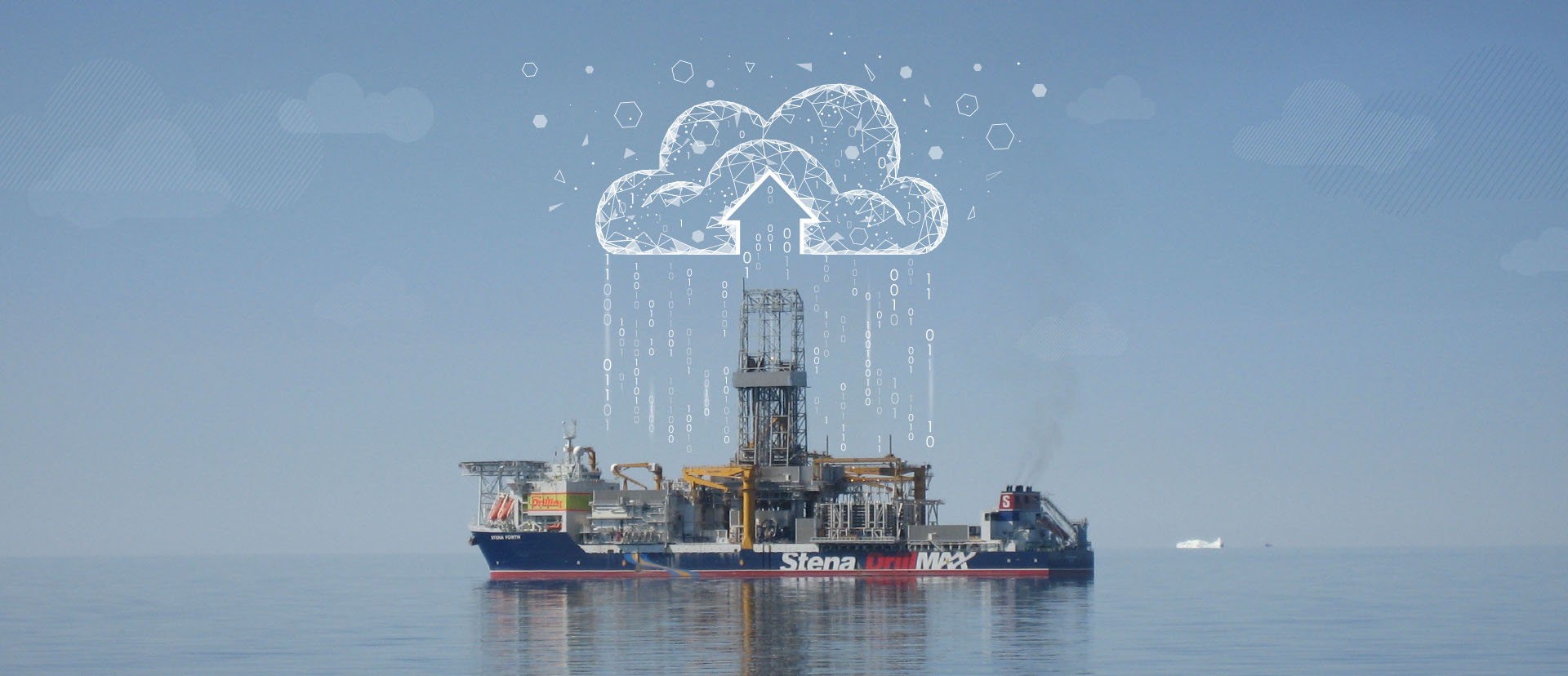 Stena drillships performing a digital cloud transfer illustration