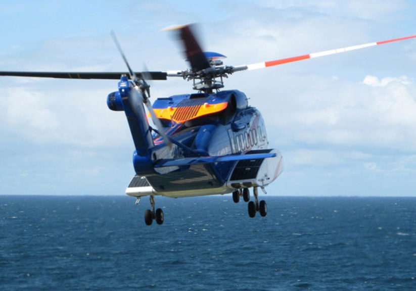 Helicopter lifts off from Stena Spey